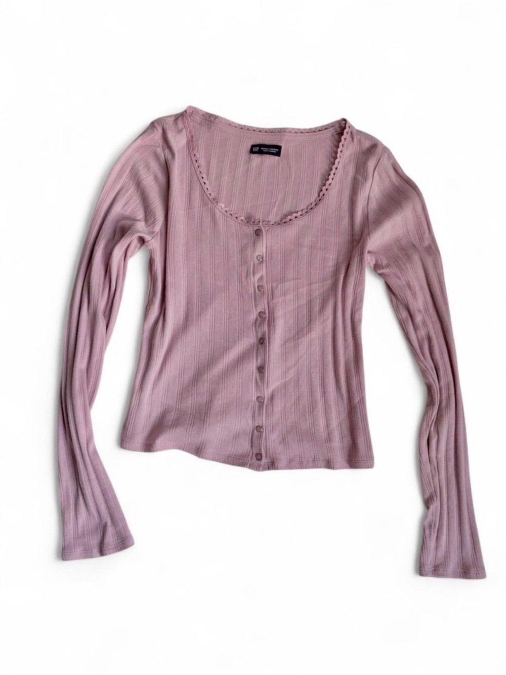 Gap coquette lace trim pointelle cardigan sweater pink ㅤsize M